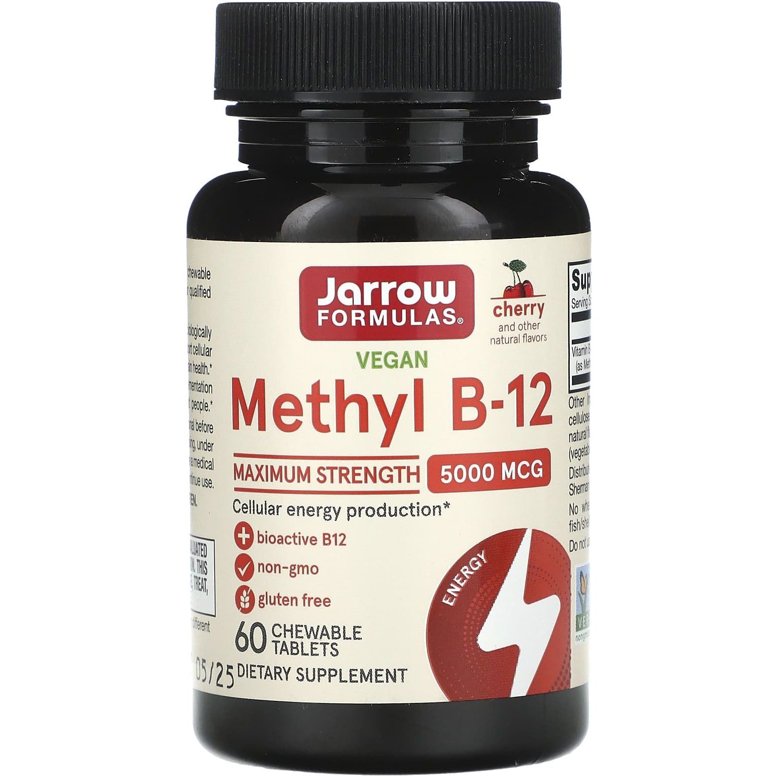 Метил B-12 Jarrow Formulas Methyl B-12 зі смаком вишні 5000 мкг 60 льодяників - фото 1