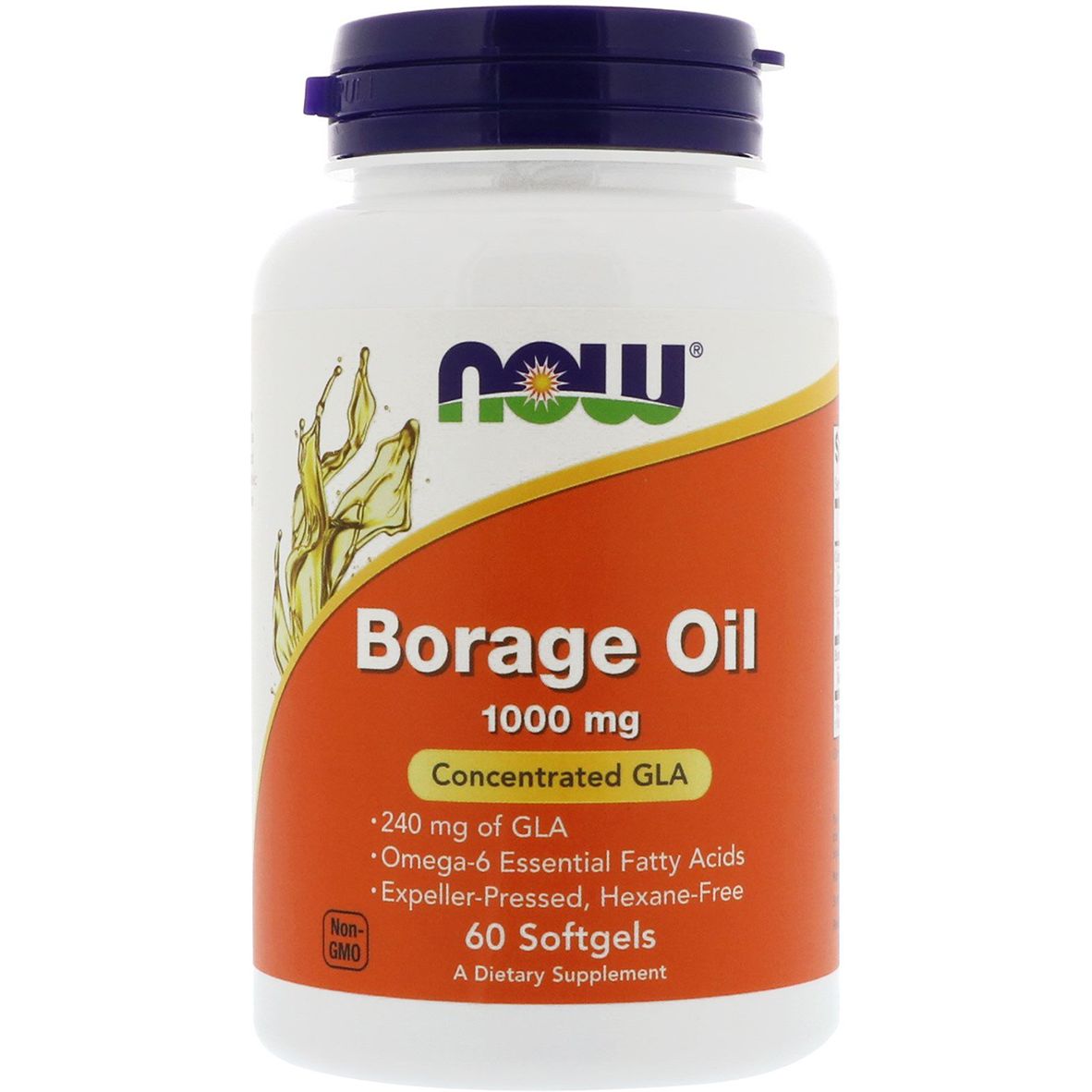 Натуральная добавка Now Масло свекольника Borage Oil 1000 мг 60 мягких желатиновых капсул - фото 1