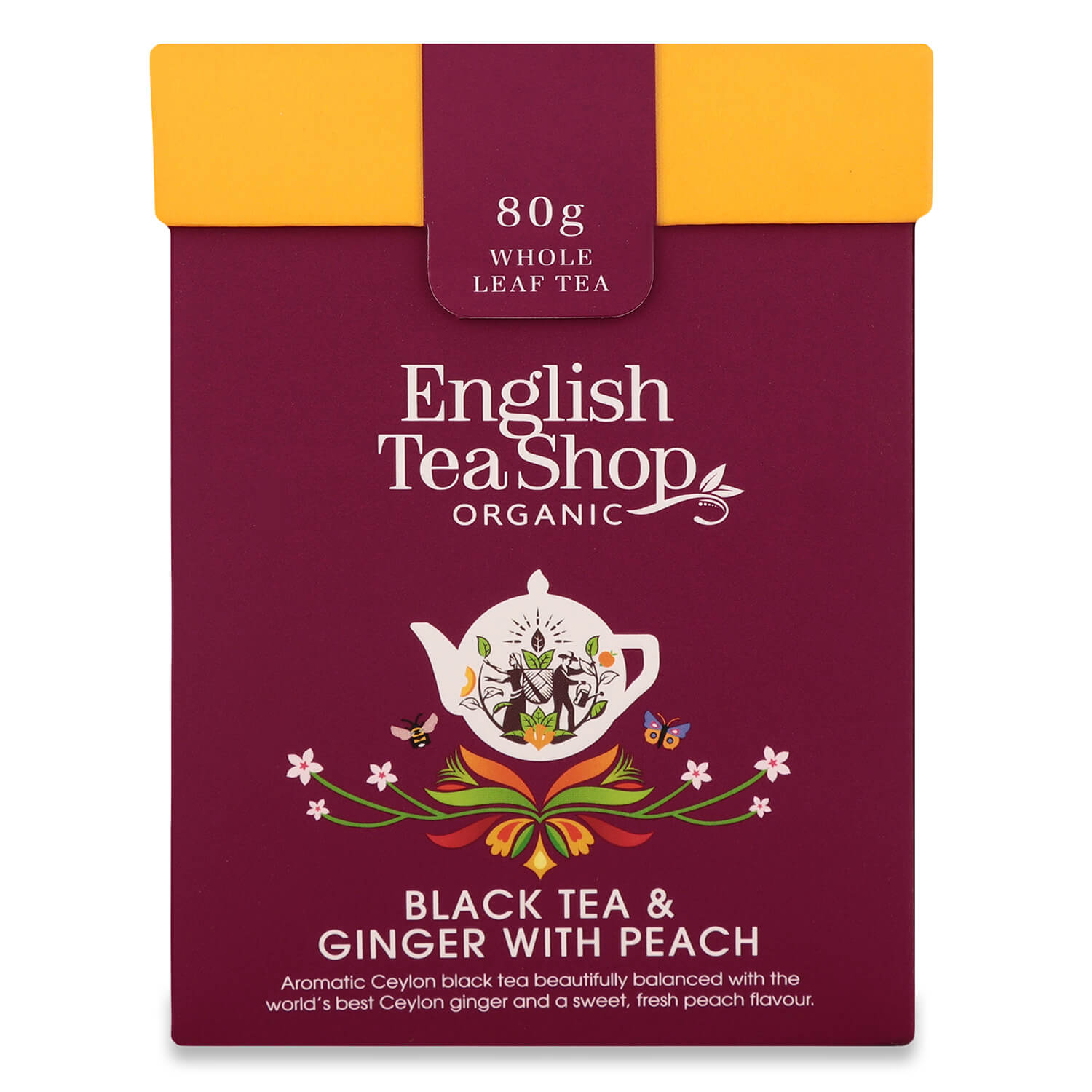Чай чорний English Tea Shop English Breakfast імбир-персик, органічний + ложка, 80 г (818893) - фото 1