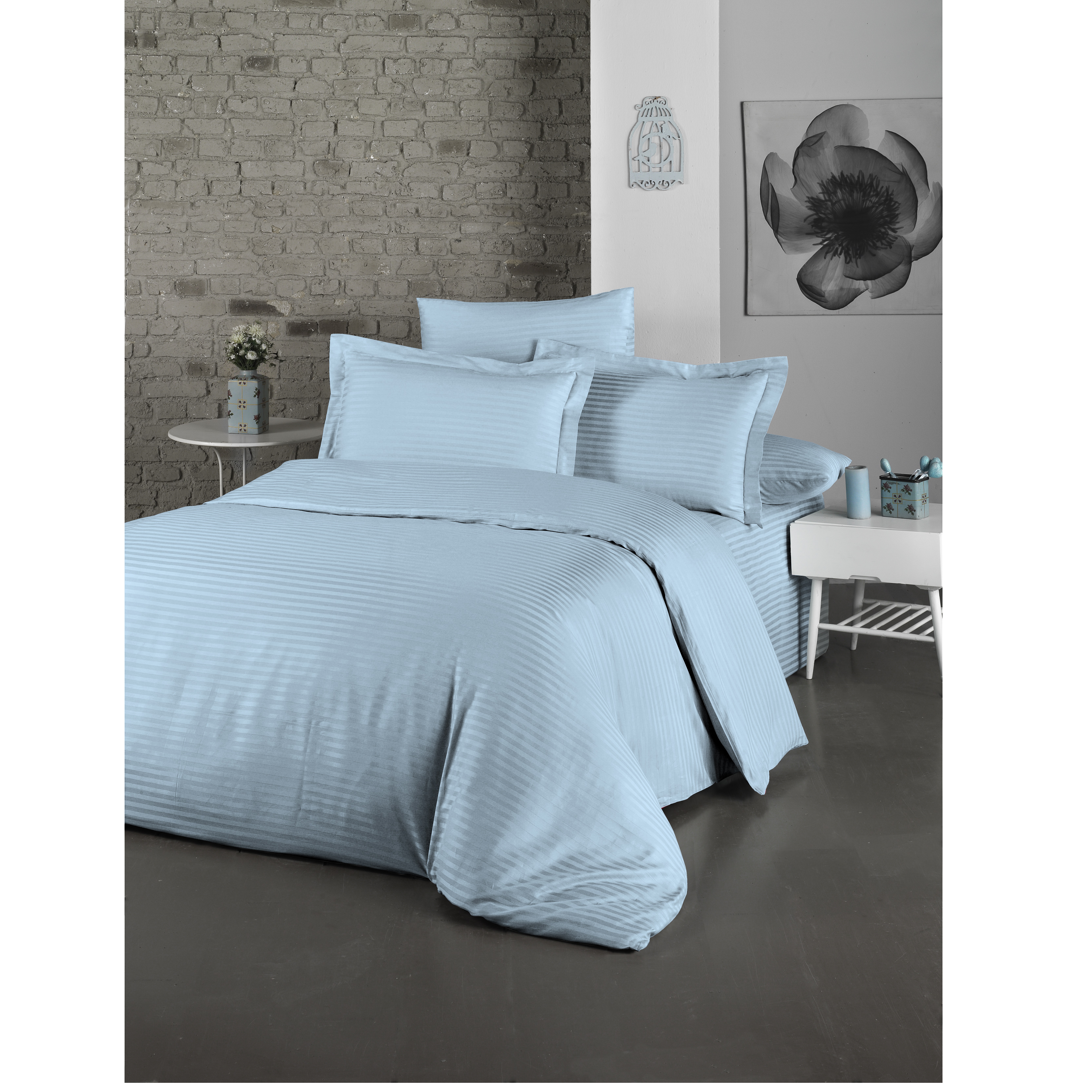 Комплект постельного белья LightHouse Exclusive Sateen Stripe Lux, сатин, евростандарт, 220x200 см, мятный (2200000550187) - фото 1