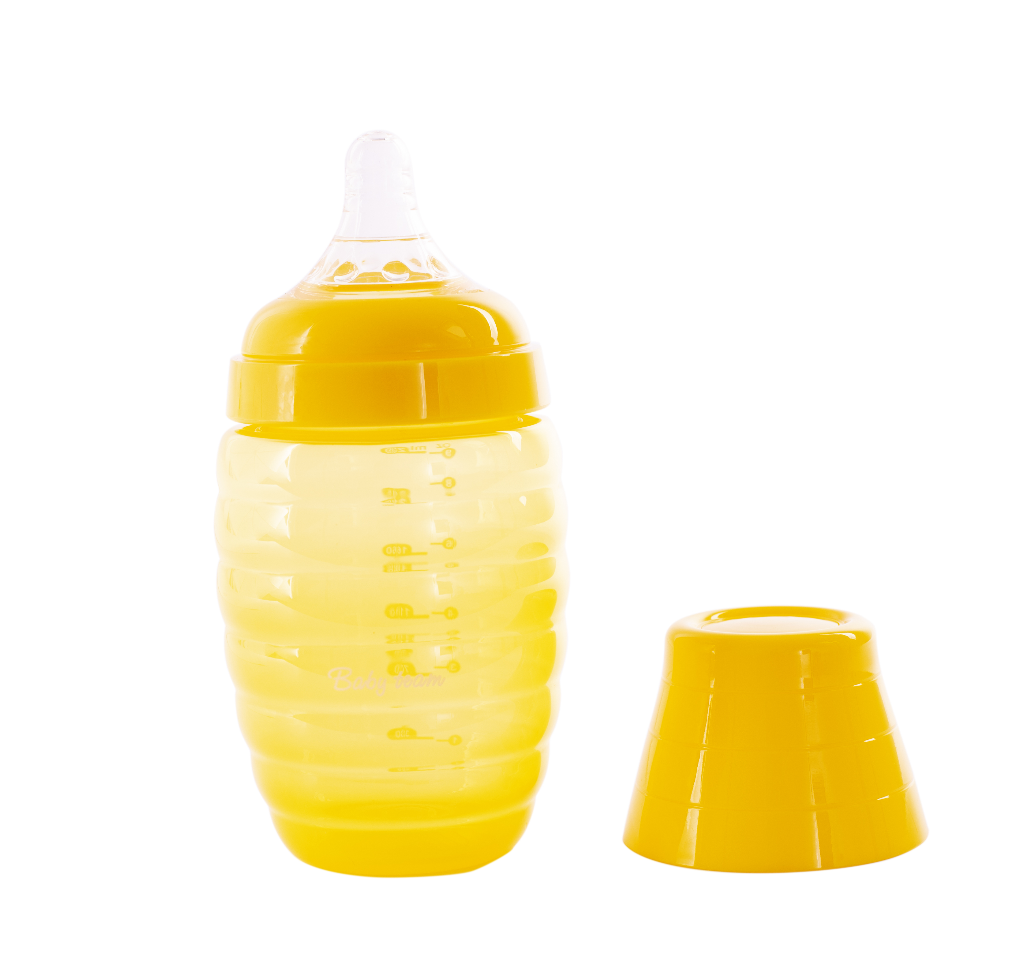 Пляшечка для годування Baby Team, з широким горлечком, 250 мл, жовтий (1002_желтый) - фото 2