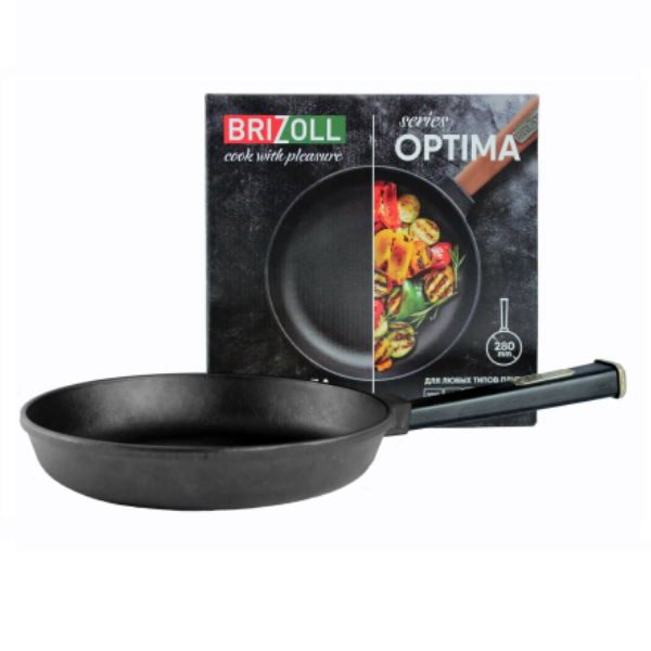 Cковорода Brizoll Optima-Black чавунна з ручкою, 28х4 см (O2840-P1) - фото 3