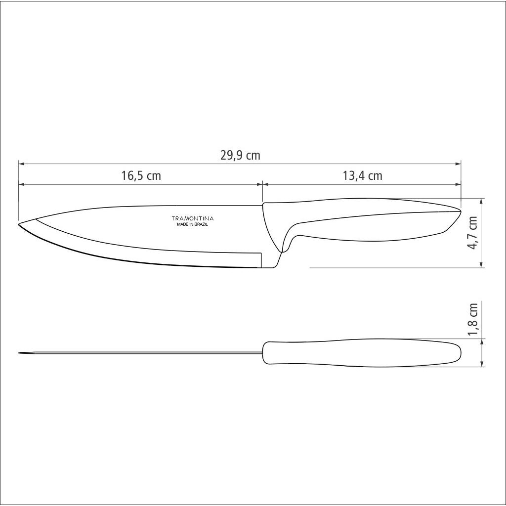Нож Chef Tramontina Plenus light grey 178 мм (23426/137) - фото 4
