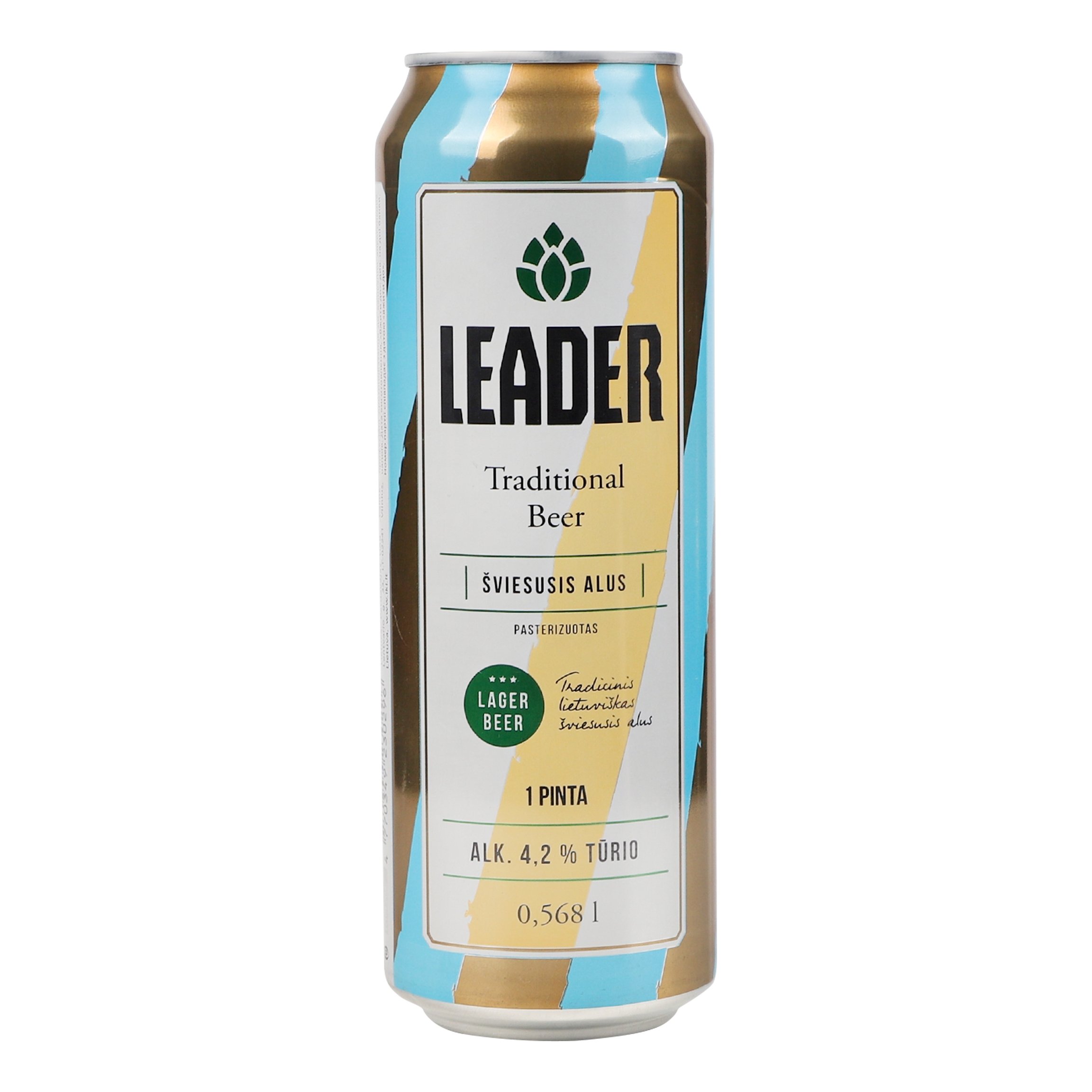 Пиво Leader, світле, 4,2%, з/б, 0,5 л (788329) - фото 1