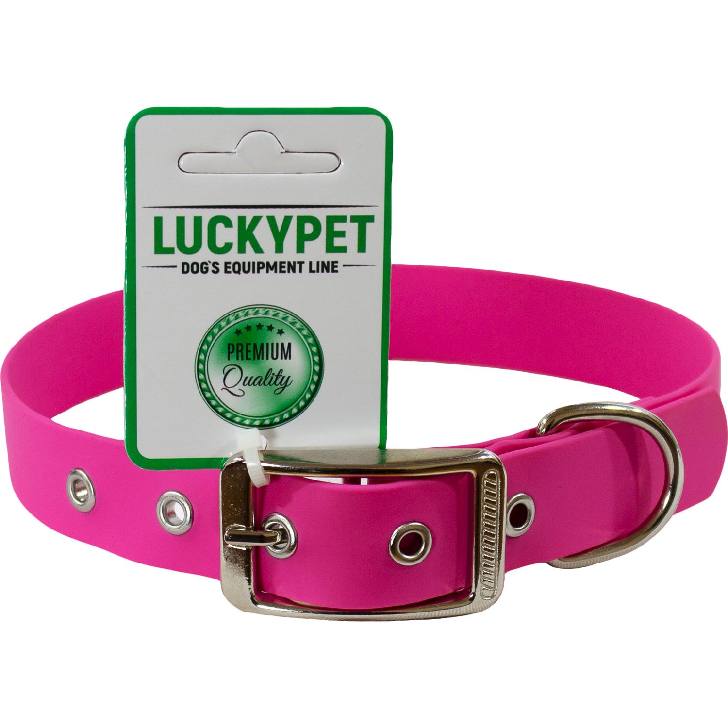 Ошейник из водонепроницаемой ленты Lucky Pet, с металлической пряжкой, 35-45х2,5 см, розовый - фото 1