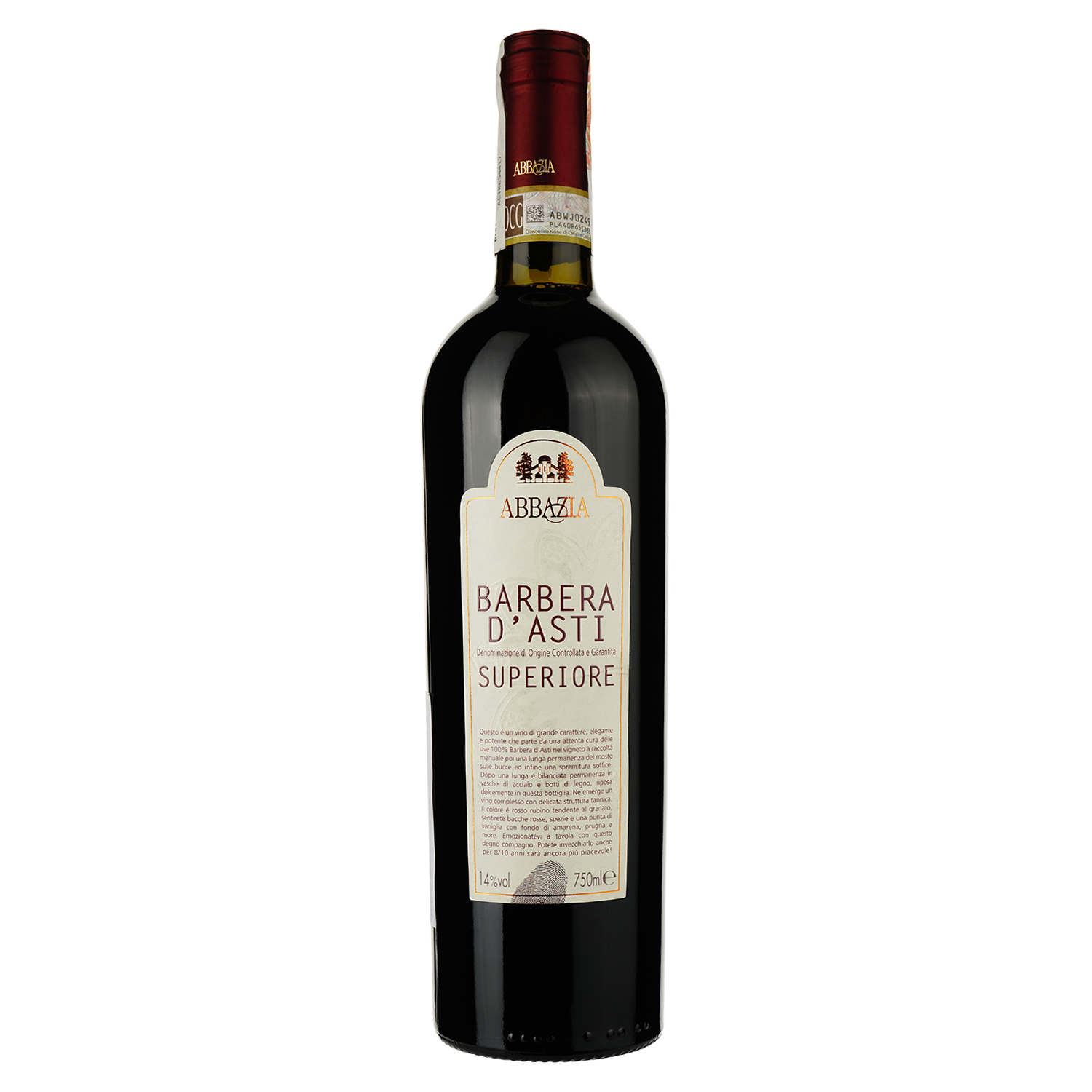 Вино Abbazia Barbera d`Asti, красное, сухое, 14%, 0,75 л - фото 1