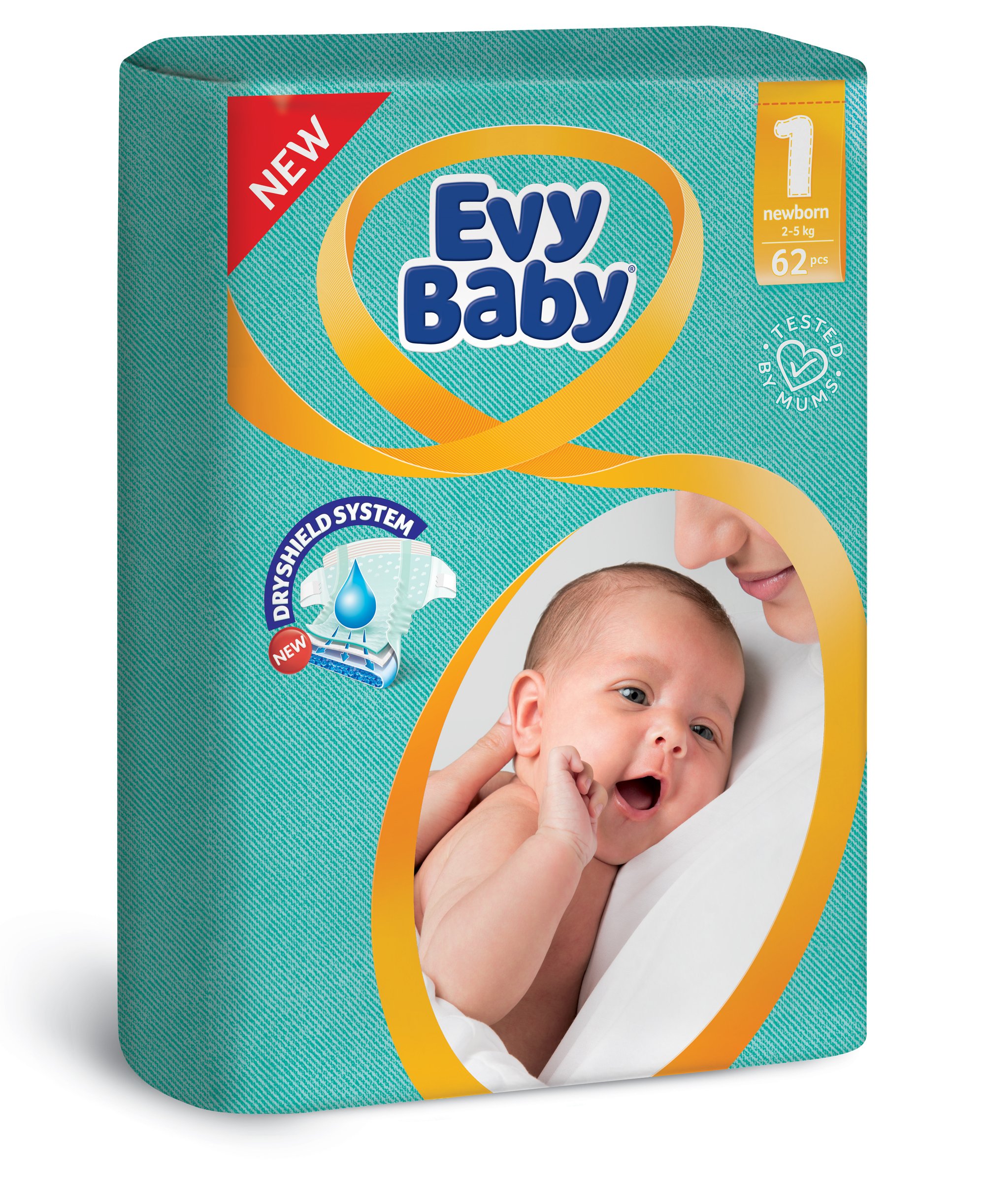 Підгузки Evy Baby 1 (2-5 кг), 62 шт. - фото 1