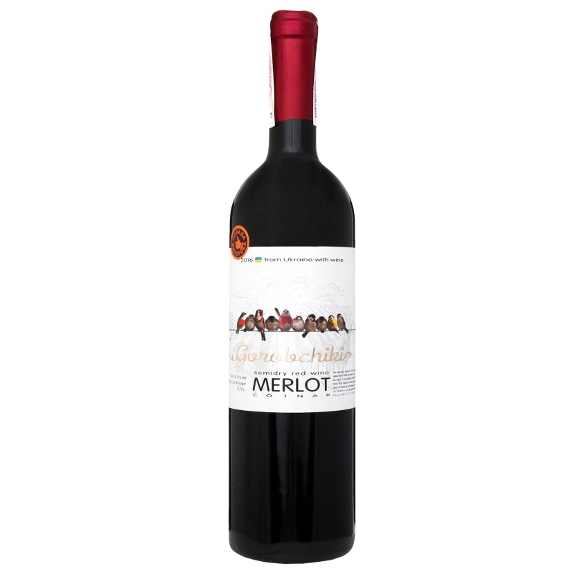 Вино Cotnar Gorobchiki Мерло, красное, полусухое, 9-12%, 0,75 л (681386) - фото 1