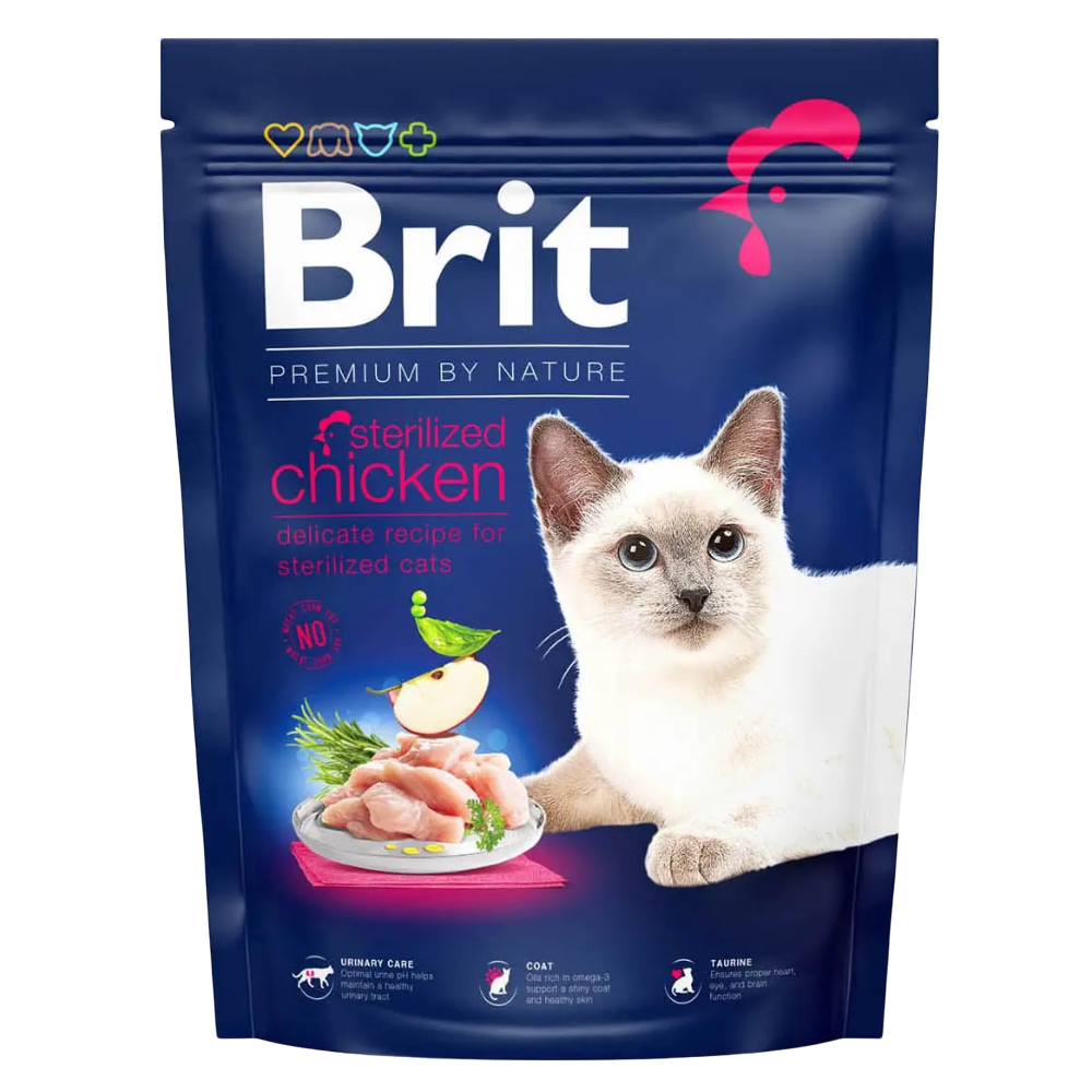 Сухой корм для стерилизованных котов Brit Premium by Nature Cat Sterilised, 300 г (с курицей) - фото 1