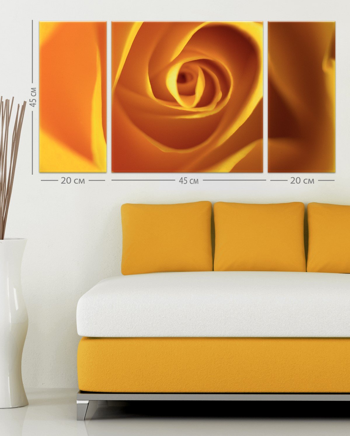 Модульная картина на холсте Art-Life, 3 части, желтый (1С-18-3p) - фото 1