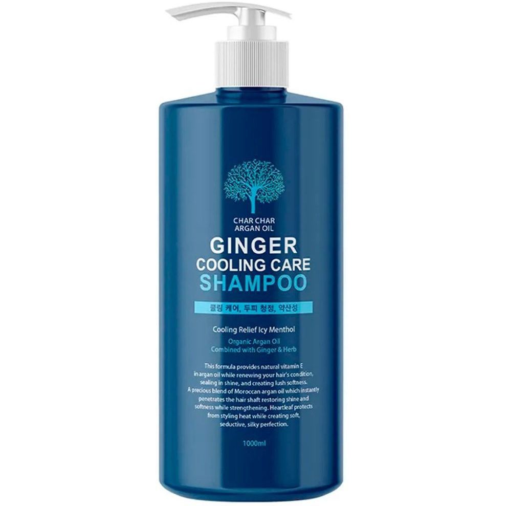 Шампунь для волос Char Char укрепляющий и охлаждающий Argan Oil Ginger Cooling Care Shampoo, 1000 мл (007700) - фото 1