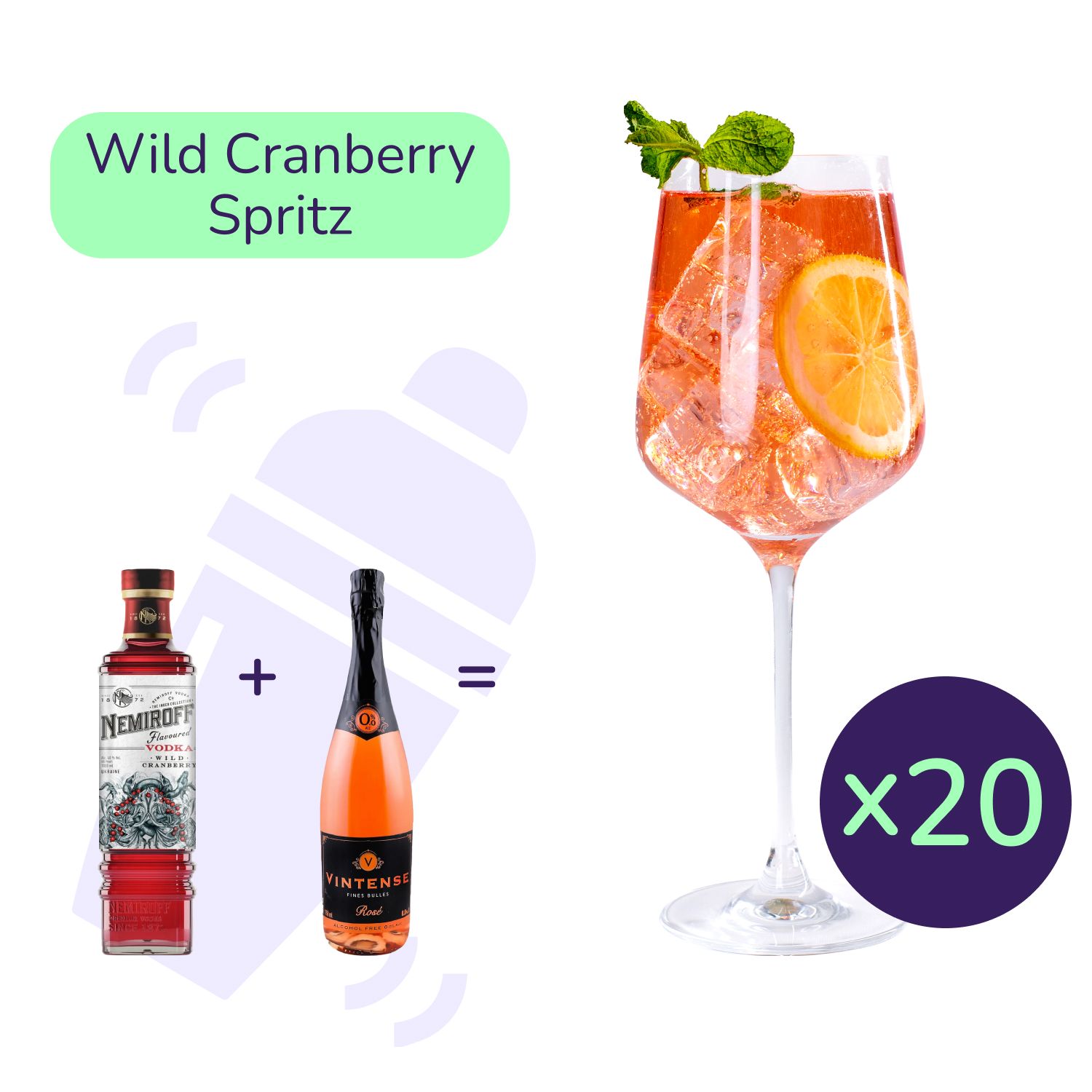 Коктейль Wild Cranberry Spritz (набір інгредієнтів) х20 на основі Nemiroff - фото 1