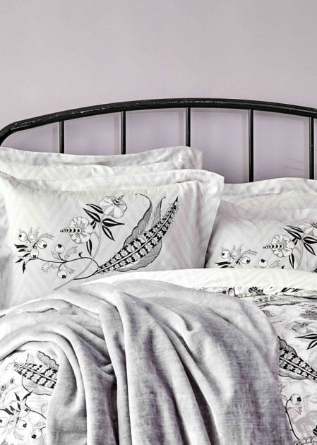 Набор постельное белье с покрывалом Karaca Home Arden siyah 2020-1, евро, черный, 5 предметов (svt-2000022231183) - фото 2