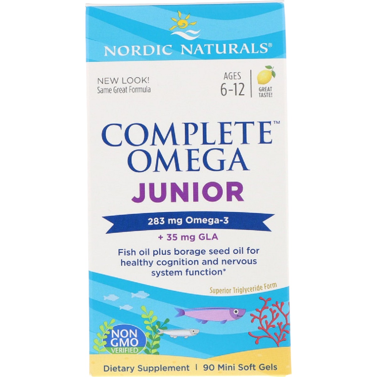 Риб'ячий жир для підлітків Nordic Naturals Complete Omega Junior зі смаком лимона 283 мг 90 капсул - фото 1