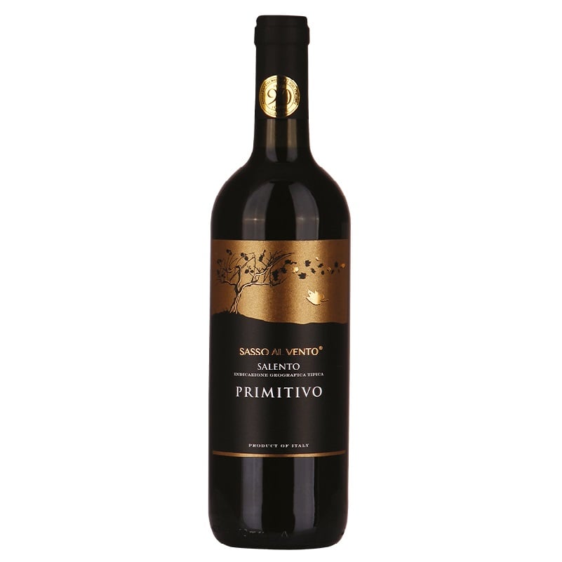 Вино Sasso al Vento Primitivo IGT Salento, красное, полусухое, 14%, 0,75 л - фото 1