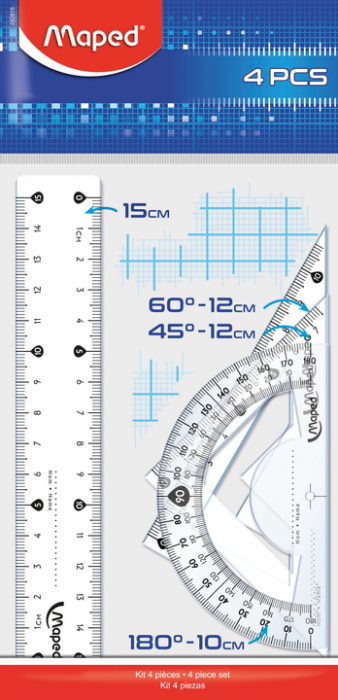 Набор пластиковых линеек Maped Essentials Mini, 15 см, прозрачный, 4 шт. (MP.242815) - фото 1