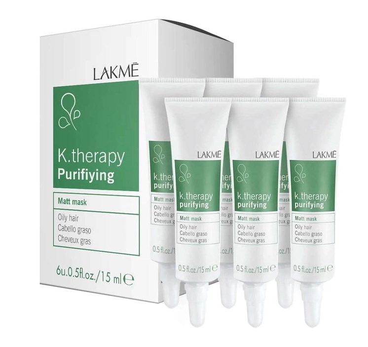 Маска Lakme K.Therapy Purifying Matt Mask, для жирных волос, матирующая, 6 шт. х 15 мл - фото 2