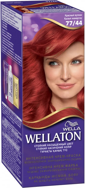Стойкая крем-краска для волос Wellaton, оттенок 77/44 (красный вулкан), 110 мл - фото 1