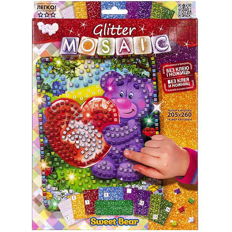 Блискуча мозаїка Danko Toys Glitter Mosaic Ведмедик (БМ-03-05) - фото 1