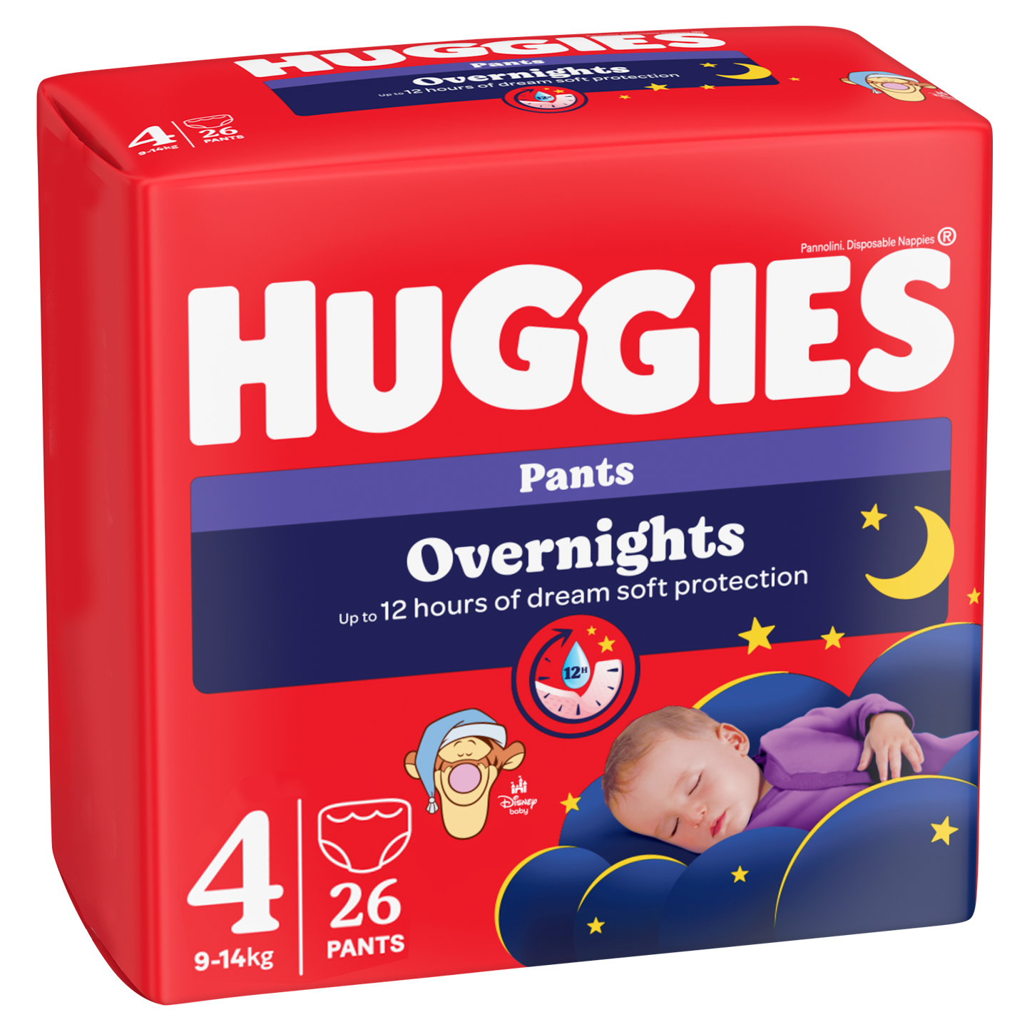 Подгузники-трусики Huggies Overnight 4 (9-14 кг) 104 шт. (4 п. x 26 шт.) - фото 3