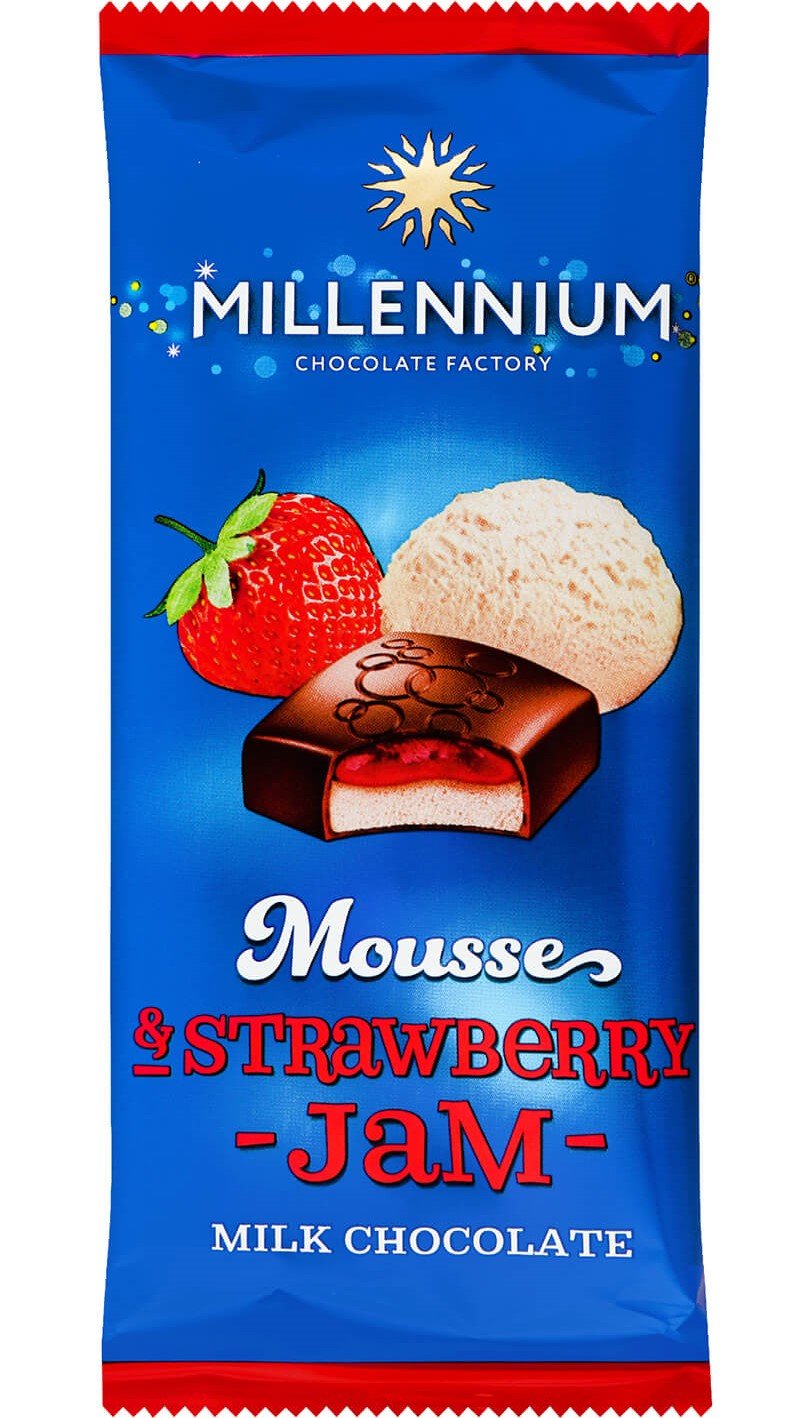 Шоколад молочний Millennium з мусовою та полуничною начинкою, 135 г (779428) - фото 1