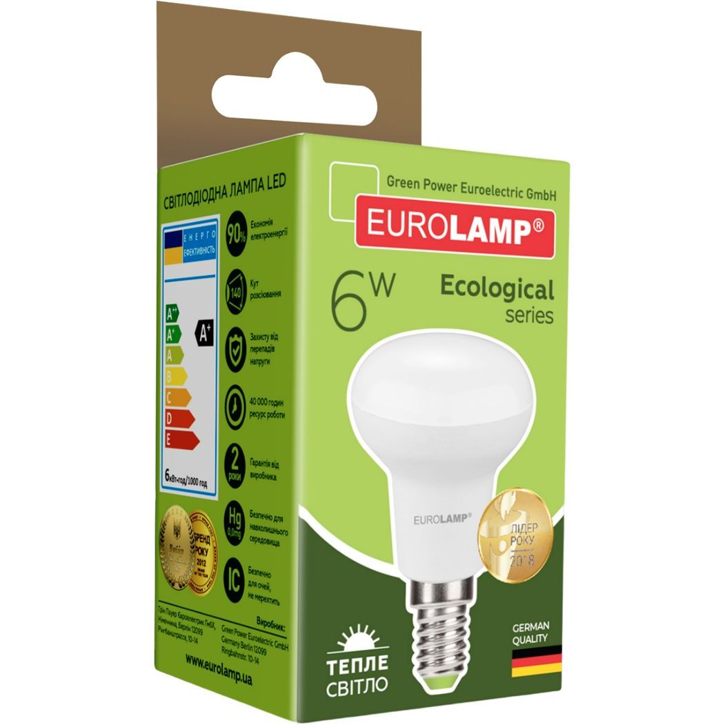 Светодиодная лампа Eurolamp LED Ecological Series, R50, 6W, E14 3000K (LED-R50-06142(P)) - фото 4