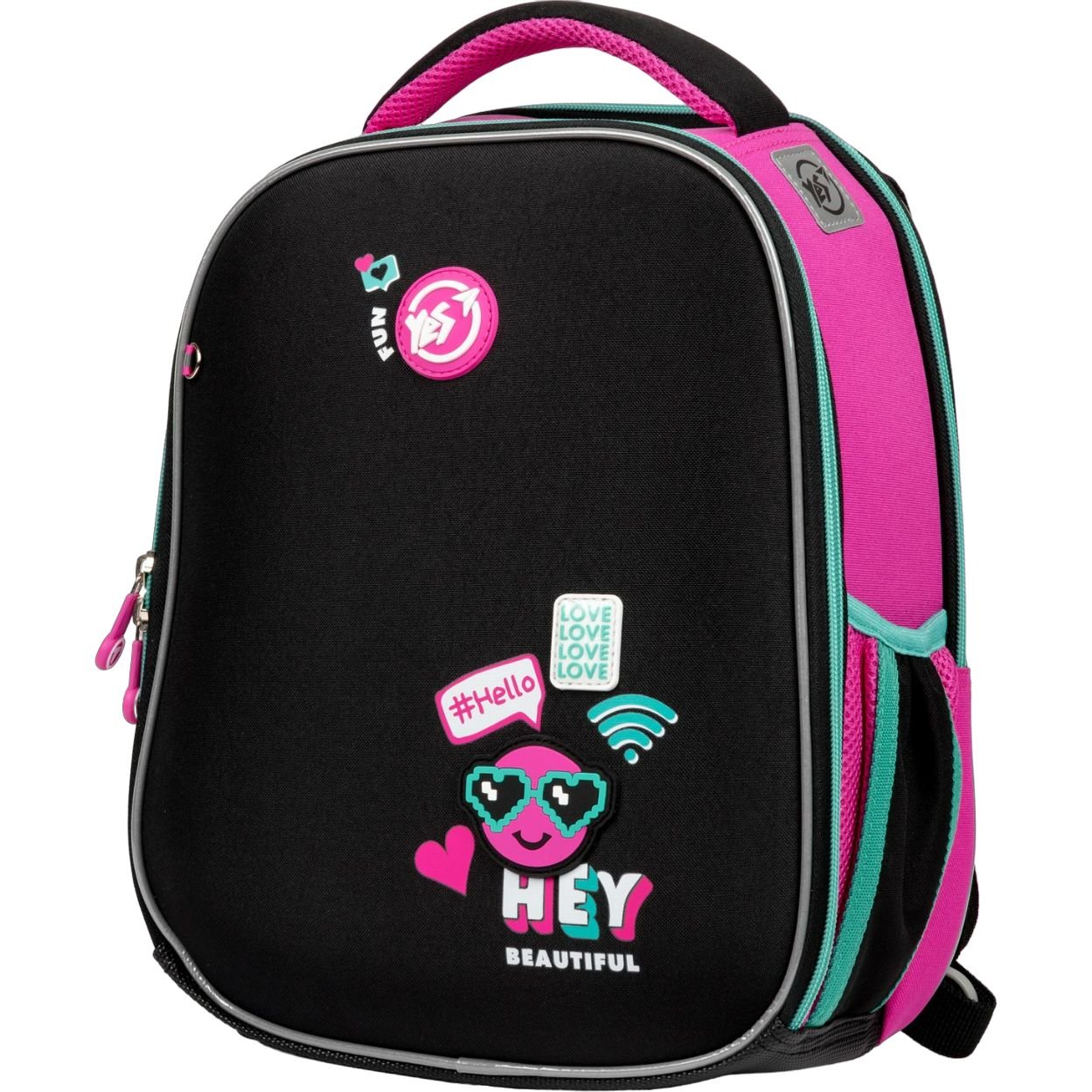 Фото - Шкільний рюкзак (ранець) Yes Рюкзак каркасний  H-100 Lovely Smile, чорний з малиновим  (559378)