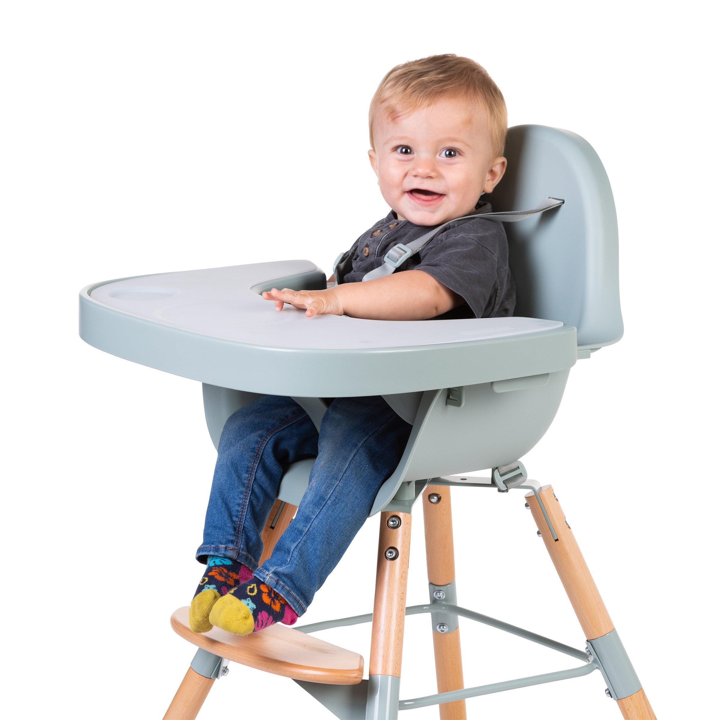 Столик к стулу для кормления Childhome Evolu с силиконовым подносом, мятный (CHEVOTSMI) - фото 6