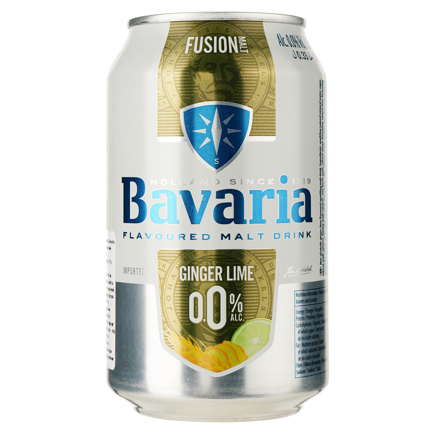 Пиво безалкогольное Bavaria Имбирь Лайм светлое, ж/б, 0.33 л - фото 1