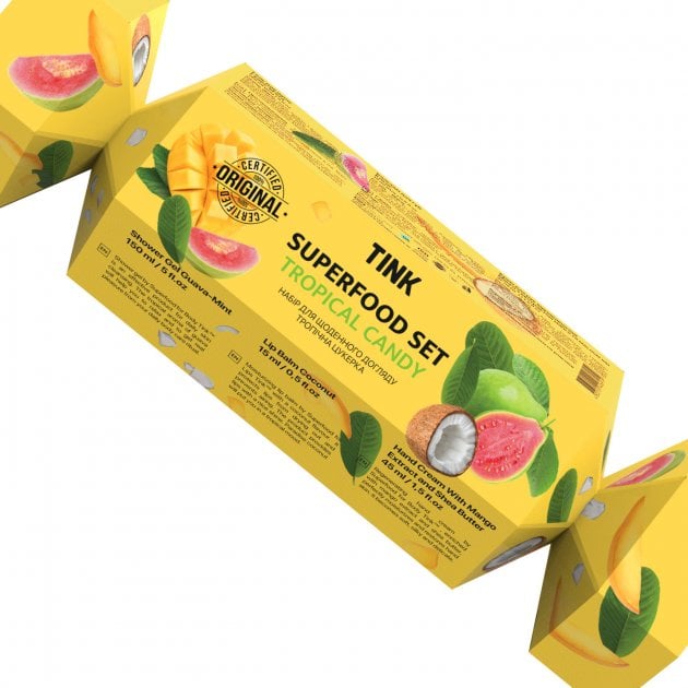 Подарунковий набір Tink Superfood Set Tropical Candy: гель для душу, 150 мл + зволожуючий крем для рук, 45 мл + бальзам для губ, 15 мл - фото 2
