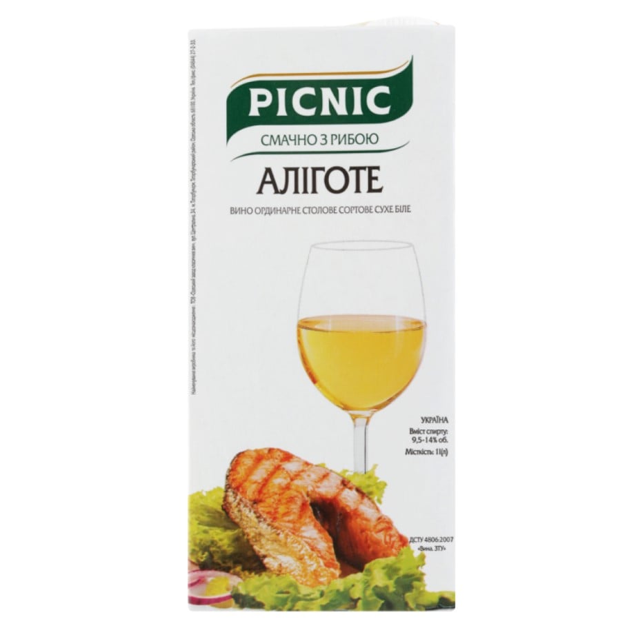 Вино Picnic Алиготе, 9,5-13%, 1 л (501565) - фото 1