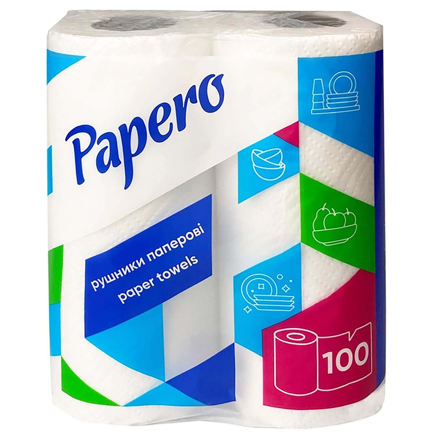 Рушники паперові Papero 2 шарові 100 аркушів 12.5 м 2 шт. - фото 1