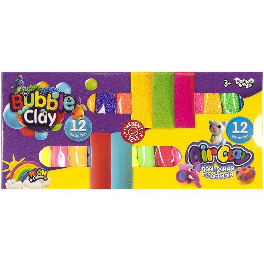 Комплект креативної творчості Danko Toys Air Clay+Bubble Clay ARBB-02-01U неоновий - фото 1