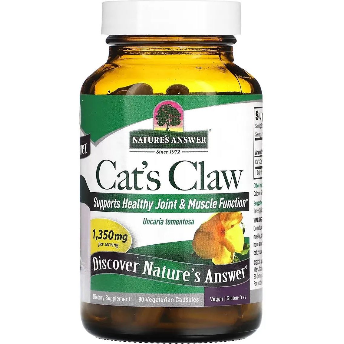 Кошачий коготь Nature's Answer Cat's Claw 1350 мг 90 вегетарианских капсул - фото 1