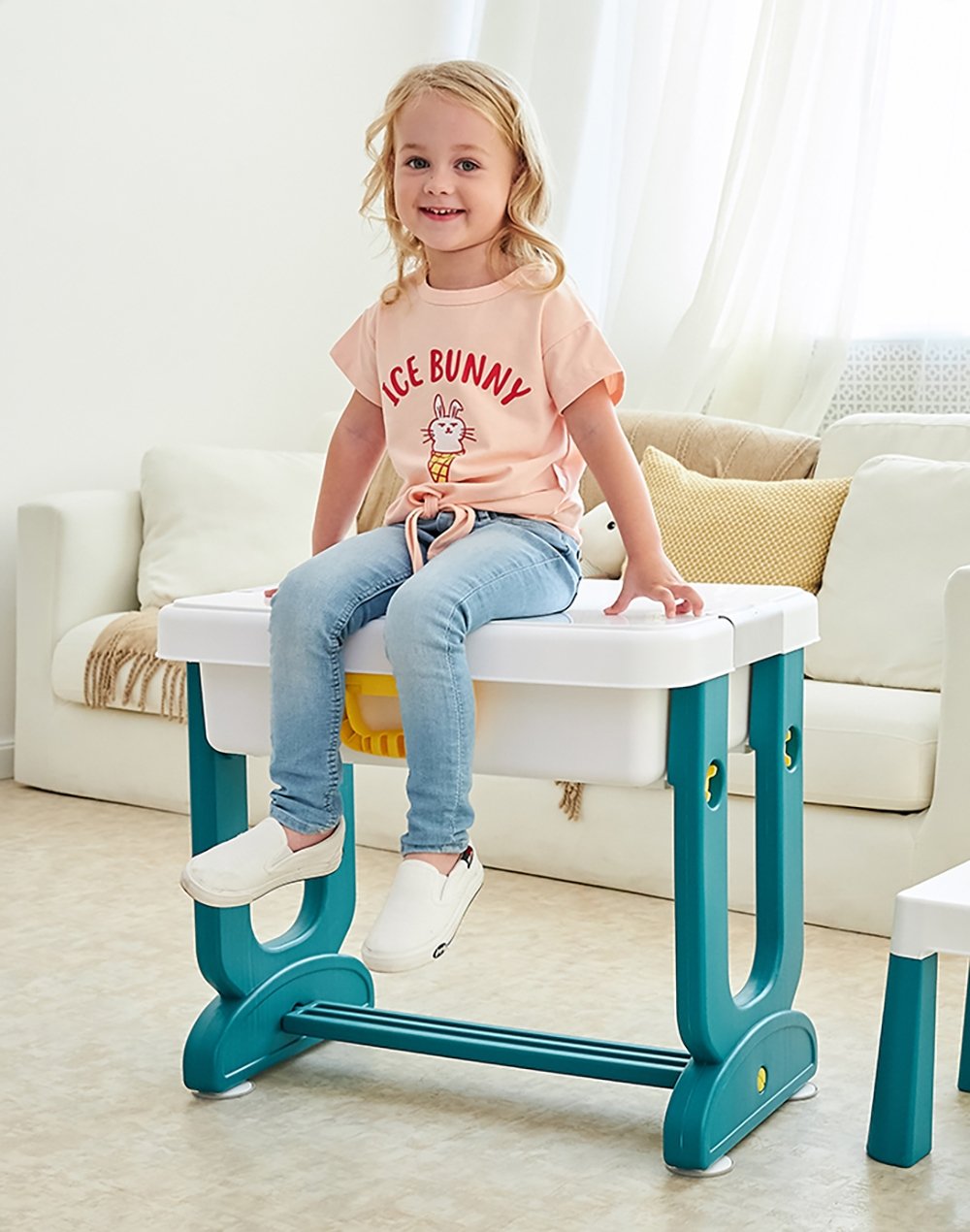 Детский многофункциональный столик и стульчик Poppet Трансформер 6в1, синий (PP-004) - фото 10