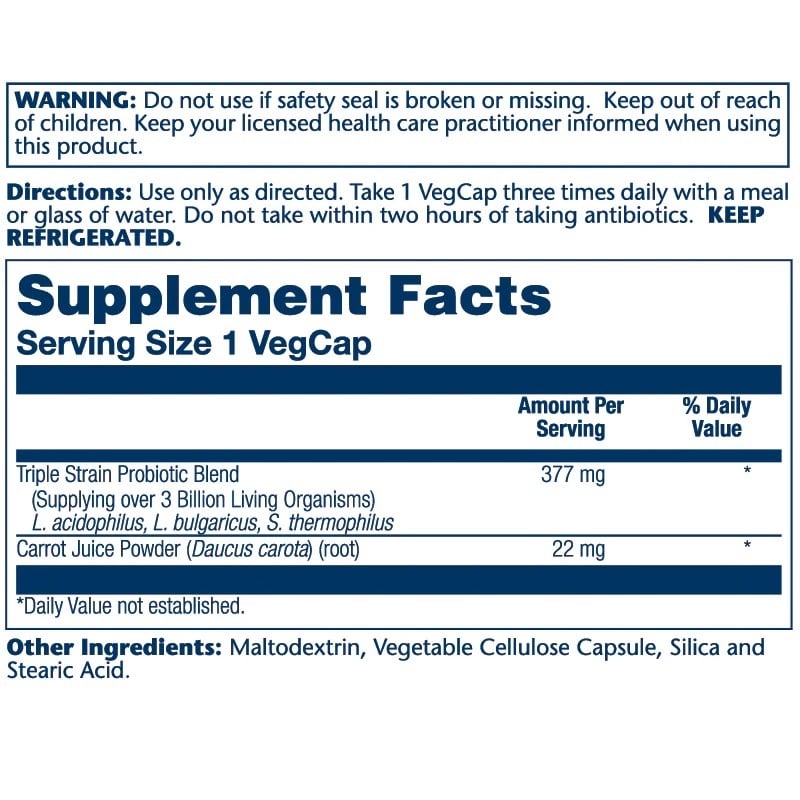 Пробіотики Solaray Acidophilus 3 Strain с пребіотиком морквяного соку 60 вегетаріанських капсул - фото 2