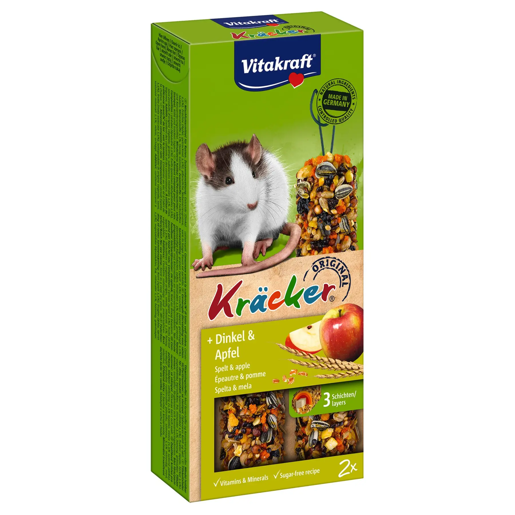 Лакомство для крыс Vitakraft Kracker Original + Spelt & Apple, спельта и яблоко, 2 шт., 112 г (25140) - фото 1
