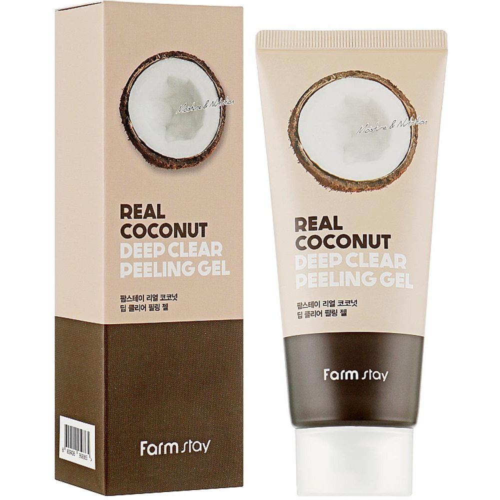 Увлажняющая пилинг-скатка FarmStay Real Coconut Deep Clear Peeling Gel с экстрактом кокоса 100 мл - фото 1