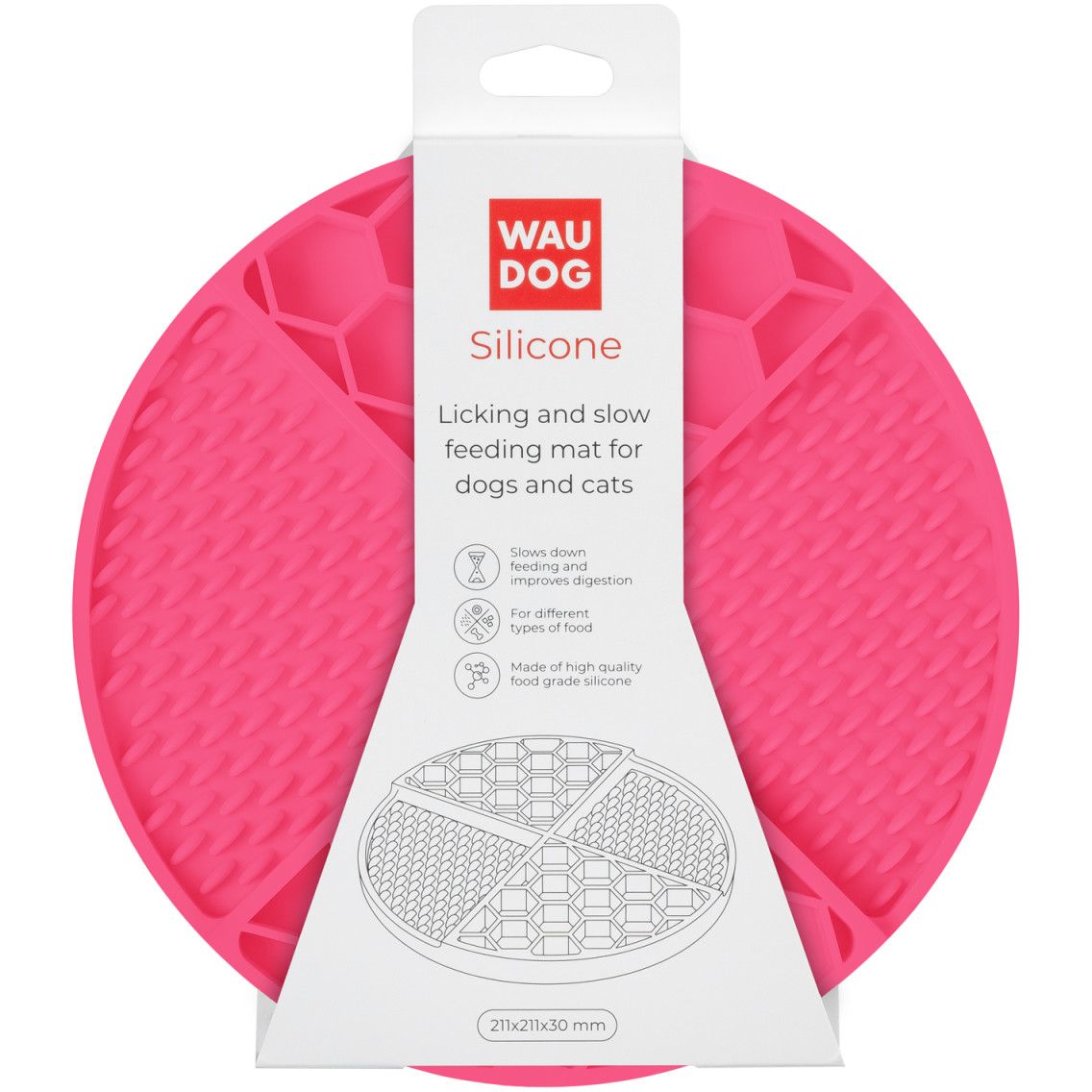 Миска-коврик для собак и кошек Waudog Silicone для медленного питания 211х211х30 мм розовый - фото 3