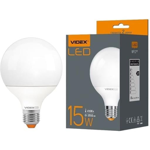 Світлодіодна лампа LED Videx G95e 15W E27 4100K (VL-G95e-15274) - фото 1