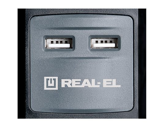 Фільтр живлення Real-El RS-3 USB CHARGE 1.8 m Black - фото 2