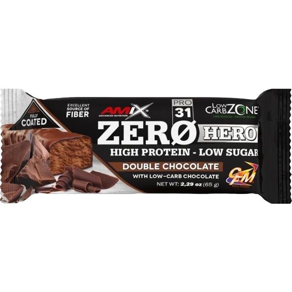 Батончик Amix Low-Carb ZeroHero Protein Bar двойной шоколад 65 г - фото 1