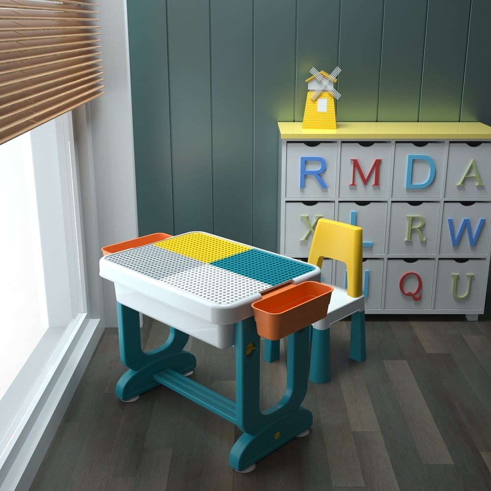 Детский многофункциональный столик и стульчик Poppet Трансформер 6в1, синий (PP-004) - фото 4