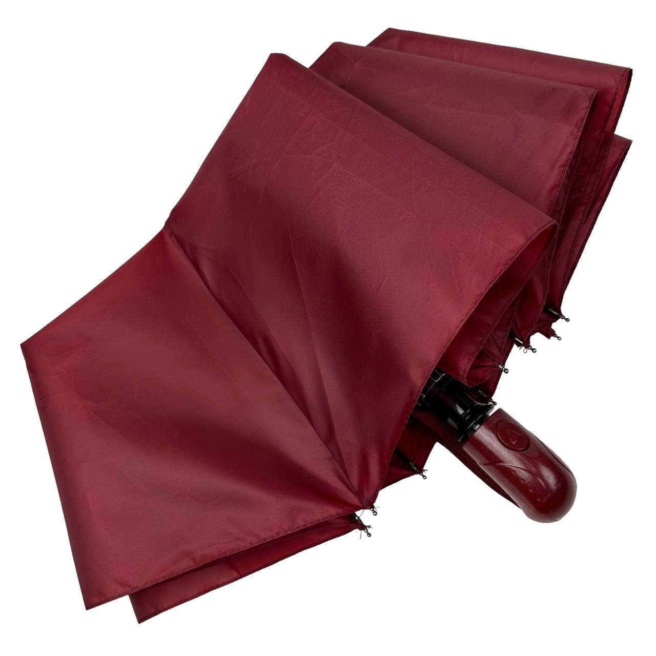 Женский складной зонтик полуавтомат Toprain 98 см бордовый - фото 4