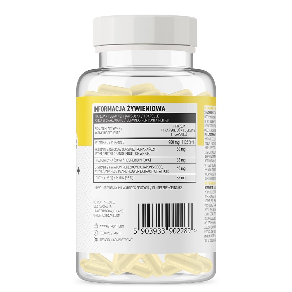 Витамин OstroVit Vitamin C + Hesperidin + Rutin 60 капсул - фото 2