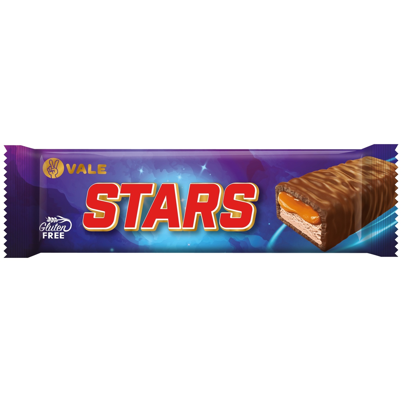 Батончик Vale Stars с нугой и карамелью глазированный шоколадной глазурью 50 г - фото 1