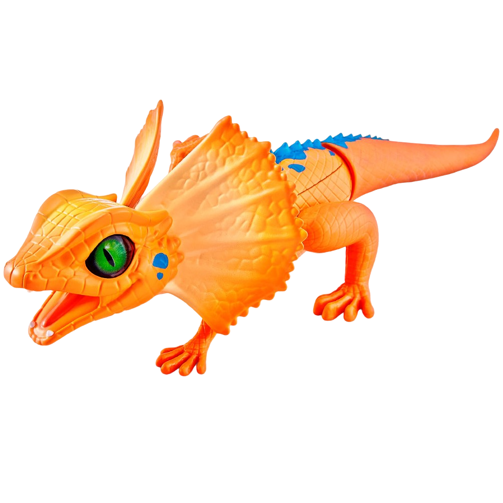Интерактивная игрушка Robo Alive плащеносная ящерица, со световым эффектом, оранжевый (7149-2) - фото 1