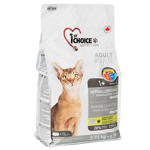Сухий корм для дорослих котів 1st Choice Adult Hypoallergenic, гіпоалергенний, з качкою та картоплею, 2.72 кг - фото 1