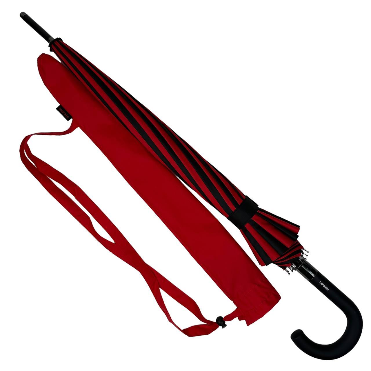 Жіноча парасолька-палиця напівавтомат Toprain 98 см червона - фото 2