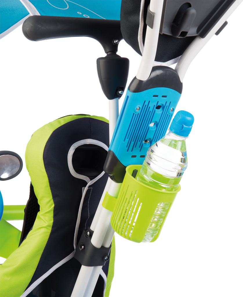 Триколісний велосипед Smoby Toys Бебі Драйвер з козирком і багажником, блакитно-зелений (741200) - фото 7